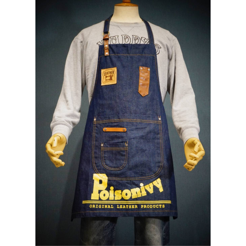アットラスト デニムエプロン パッチ オリジナル デニムエプロン 前掛け 胸付き | Poisonivy's STORE