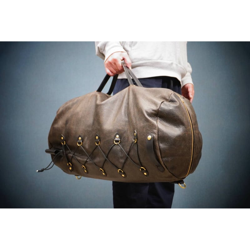 オリジナル レザーミリタリードラムバッグ/ショルダーベルト付属