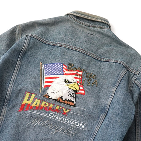 Harley Davidson / Vintage, Denim Tracker Jacket "Born In The USA"