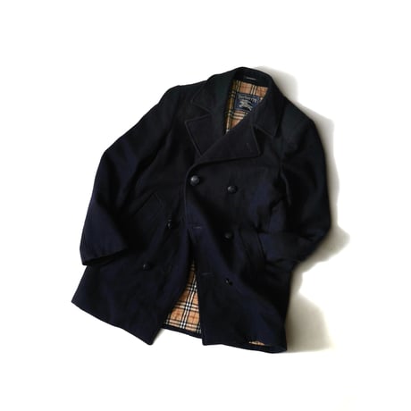 Burberry's / Vintage, Plaid Lined Melton Pea Coat