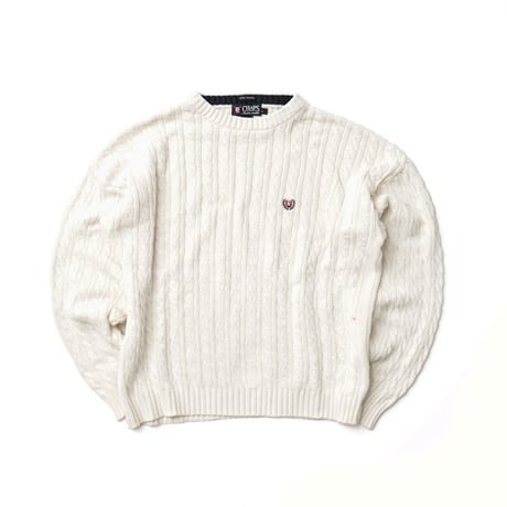 Chaps Ralph Lauren / Vintage, Hand-Framed Cable Knit Crewneck Sweater