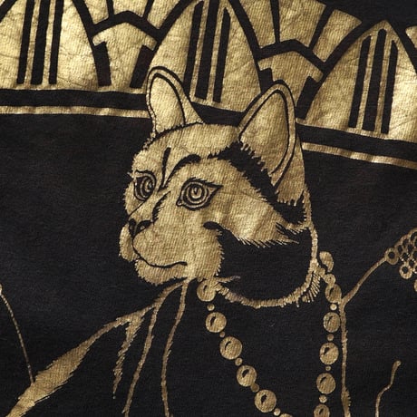 Air Waves / Vintage, Metallic Gold Printed Egyptian Cat S/S Tee