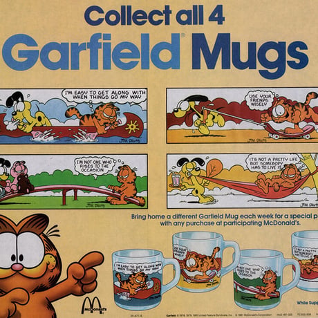 Garfield × McDonald's / Glass Mug Cup (Anchor Hocking)
