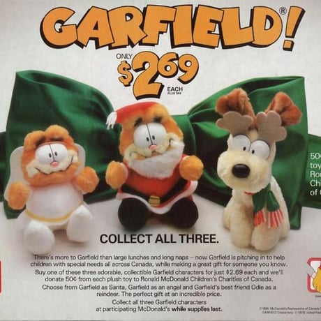Garfield × McDonald / Vintage, Plush Toy "Santa Claus"