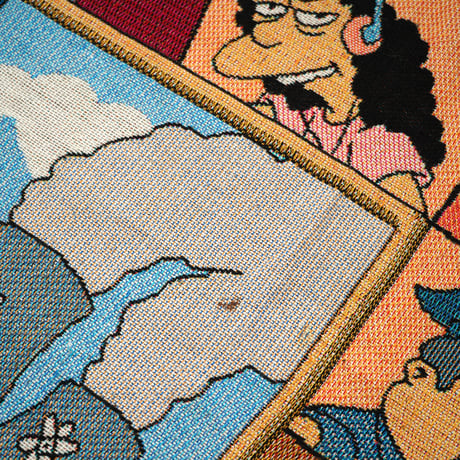 The Simpsons / Vintage, Woven Tapestry Fringe Throw Blanket "Family & Friends"