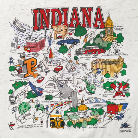 Indiana / Vintage, Tourist Spot Map S/S Tee