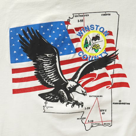 Winston County, AL / Vintage, Bald Eagle, Stars and Stripes Flag S/S Tee
