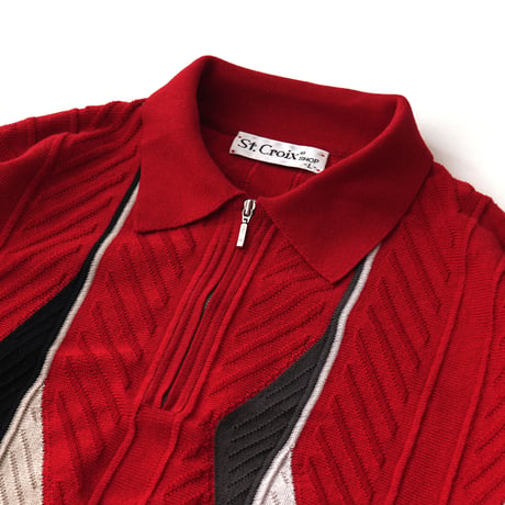 Vintage, Cotton Acrylic Knit Polo L/S Shirt