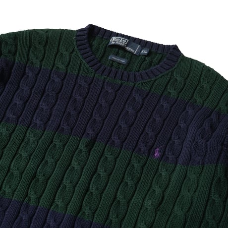 Polo Ralph Lauren / Vintage, Striped Cotton Knit Crewneck Sweater