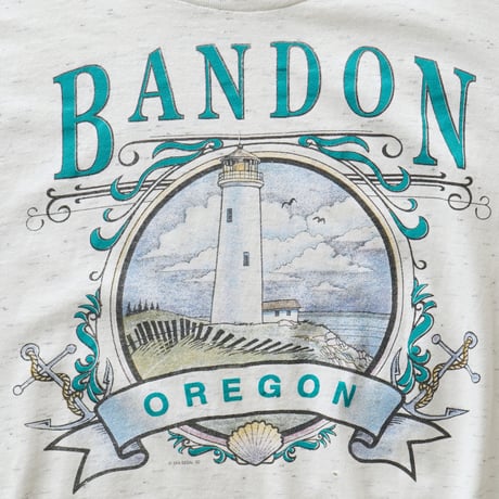 Bandon, OR / Vintage, Souvenir S/S Tee "Coquille River Lighthouse"