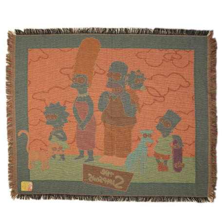 The Simpsons / 00's Vintage, Woven Tapestry Fringe Throw Blanket Rag