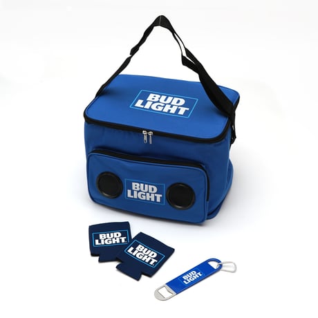 Budweiser & Bud Light / Cooler Bag with Bluetooth Speaker ( include Bottle Opener & 2 Can Coolers )