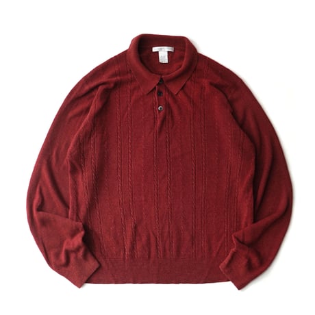 Vintage, Acrylic Knit Polo L/S Shirt