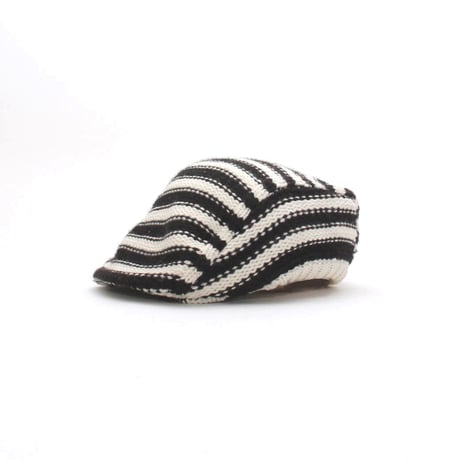 Striped Knit Flat Cap