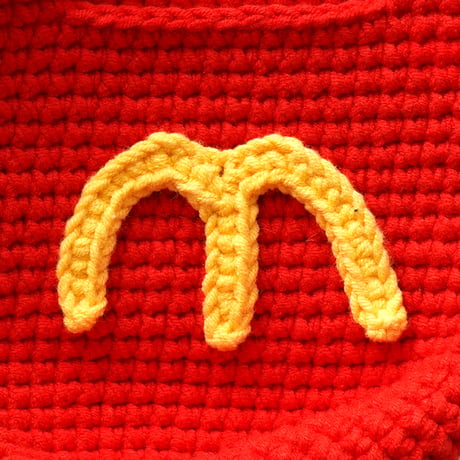 Hand-Knit Shoulder Pouch "Golden Arches"