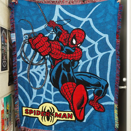 Spider-Man / Vintage, Woven Tapestry Fringe Throw Blanket Rag