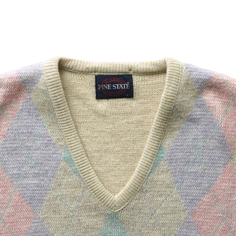 Pine State / Vintage, Wool Acrylic Knit V-neck Sweater