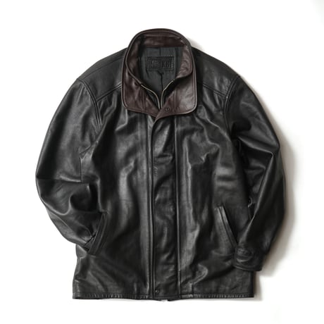 Vintage, Leather Stand Double Collar Coat