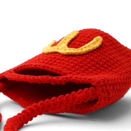 Hand-Knit Shoulder Pouch "Golden Arches"
