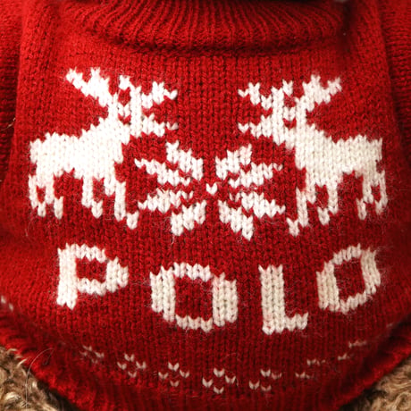 Ralph Lauren / Vintage, Bear Plush Toy "Polo, Reindeer Knit Sweater, 1998"