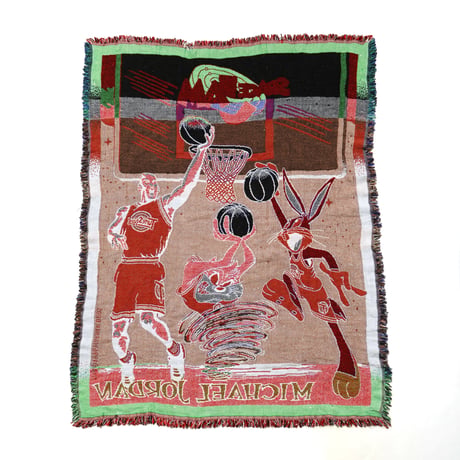 Space Jam / Vintage, Woven Tapestry Fringe Throw Blanket Rag