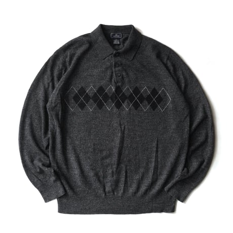 Docker's / Vintage, Acrylic Knit Argyle Polo L/S Shirt