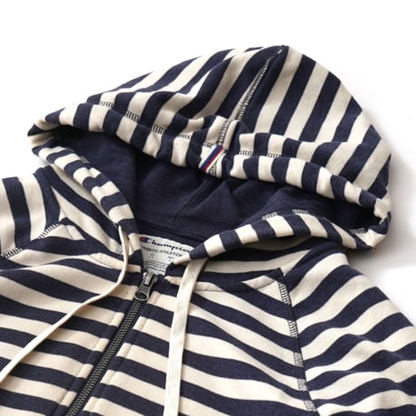 champion / Striped Zip Up Hooded Sweatshirt