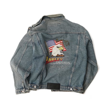 Harley Davidson / Vintage, Denim Tracker Jacket "Born In The USA"