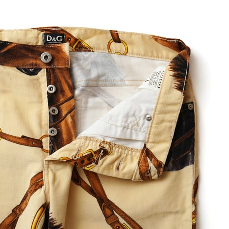 D&G / Vintage, Equestrian Horse Print Velours Pant