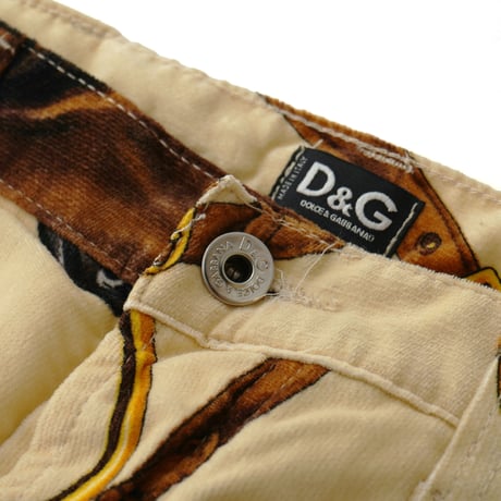 D&G / Vintage, Equestrian Horse Print Velours Pant