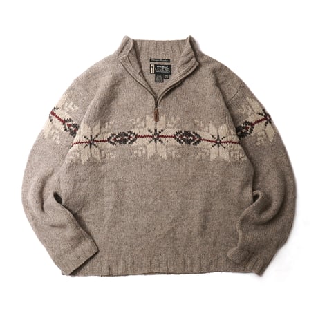 Eddie Bauer / Vintage, Nordic Half Zip Knit Sweater "Legend For Four Generations"