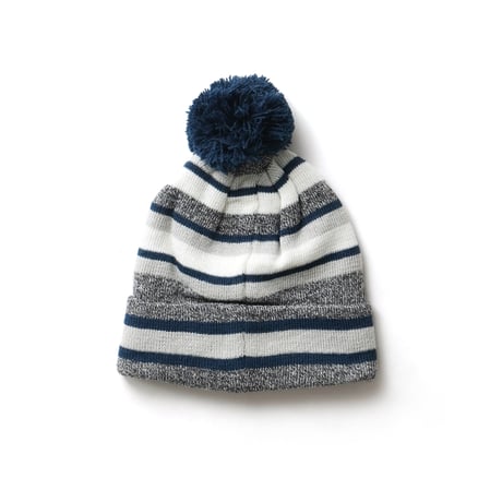 Ford / Pompom Striped Cuffed Beanie