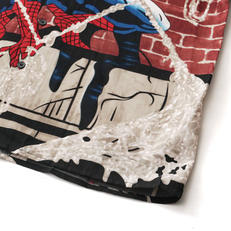 Spider-Man / Vintage, Open Collar S/S Shirt "Spider Web"