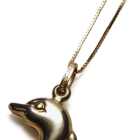 14k Gold Neckless with Beat Tape (by Dyelo Think) -20inch, Dolphin-