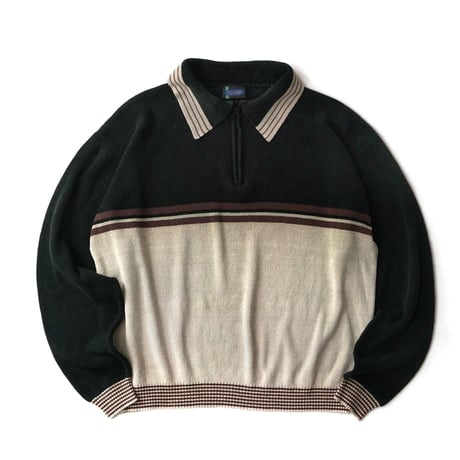 Vintage, Cotton Acrylic Knit Polo L/S Shirt