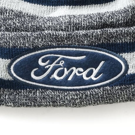 Ford / Pompom Striped Cuffed Beanie