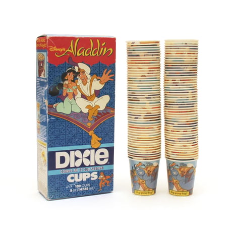 Dixie × Disney / Aladdin Paper Cups (100Cups, 5oz, All 12 Cup Scenes)
