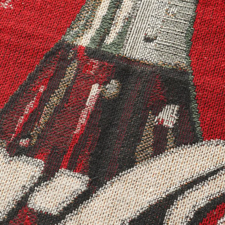 Coca-Cola / Vintage, Woven Tapestry Fringe Throw Blanket Rag "Circle, Grass Bottle"
