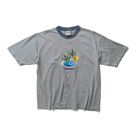 Jamaica / Embroidered Micro Striped S/S Tee