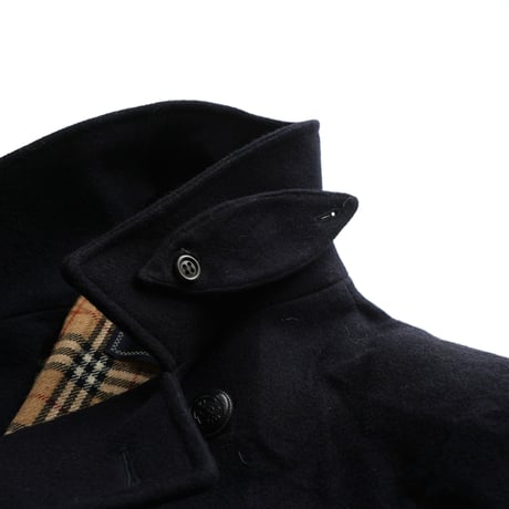 Burberry's / Vintage, Plaid Lined Melton Pea Coat