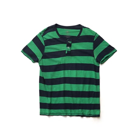 Striped Henley-Neck S/S Tee
