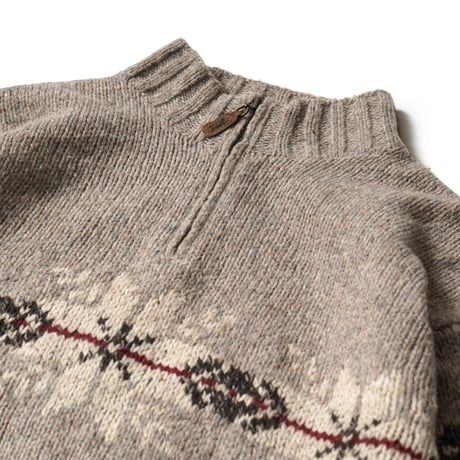 Eddie Bauer / Vintage, Nordic Half Zip Knit Sweater "Legend For Four Generations"