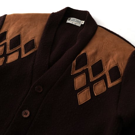 Vintage / Leather Patch Orlon Knit Cardigan