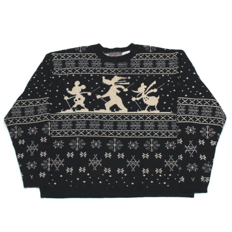 Disney / 90's VIntage, Nordic Knit Sweater "Mickey, Goofy, Donald"