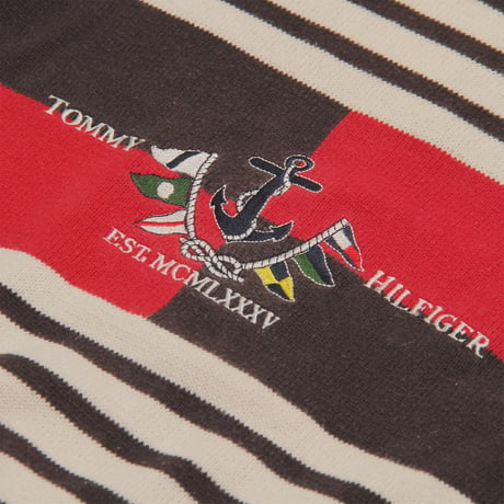 TOMMY HILFIGER / 90's Vintage, Flag Striped Knit Crewneck