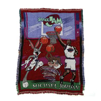 Space Jam / Vintage, Woven Tapestry Fringe Throw Blanket Rag
