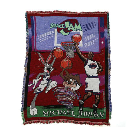 Space Jam / Vintage, Woven Tapestry Fringe Throw Blanket Rag