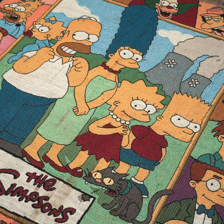 The Simpsons / Vintage, Woven Tapestry Fringe Throw Blanket "Family & Friends"