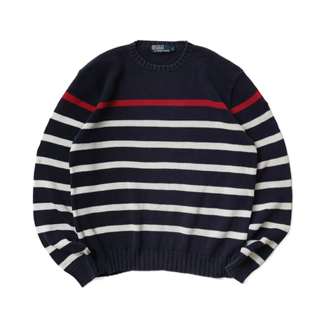 Polo Ralph Lauren / Vintage, Cotton Knit Striped Crewneck
