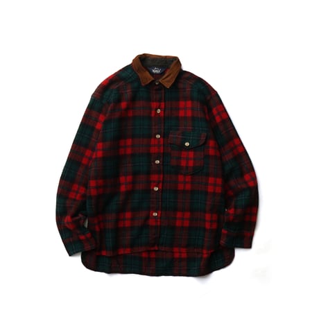 Woolrich / Vintage, Leather Collar Elbow Patches Wool Plaid Flannel L/S Shirt